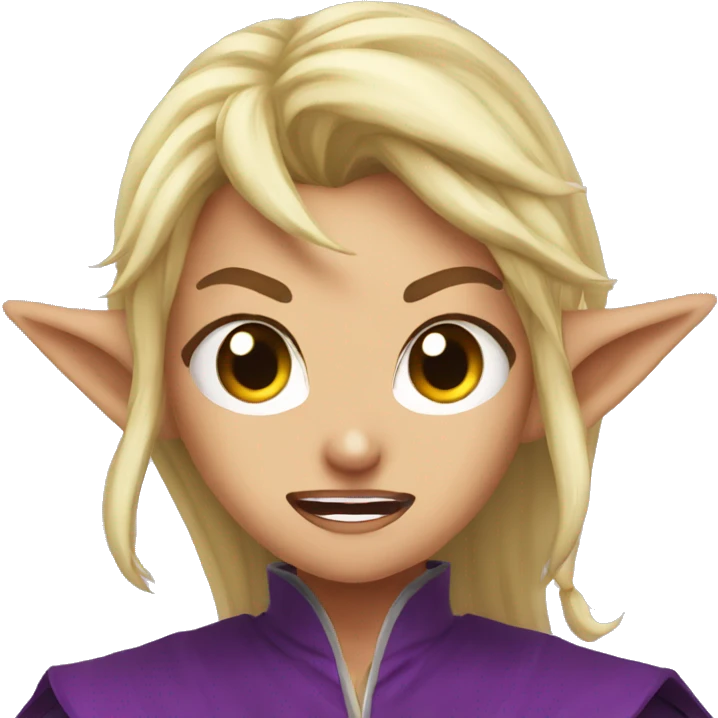enraged angry, Noble female Elf with Elf ears and blonde hair and purple robes emoji