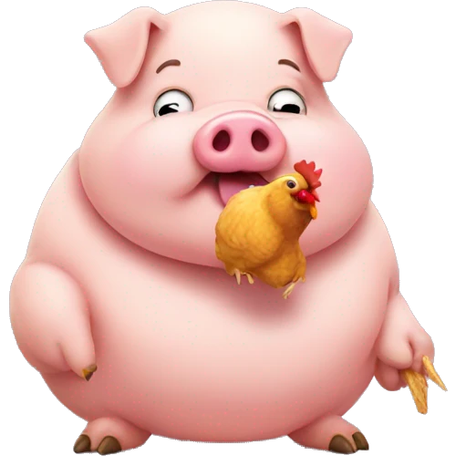 Fat pig eating a chicken  emoji