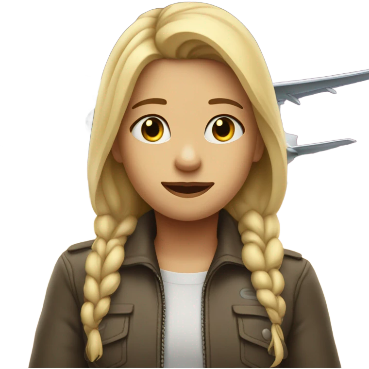 Blond girl crying by an airplane emoji