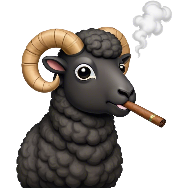 Black ram sheep smoking cigar emoji