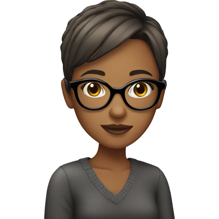 Girl with short hair with funky glasses emoji