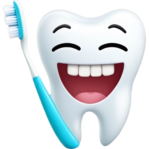 tooth with toothbrush smiling emoji
