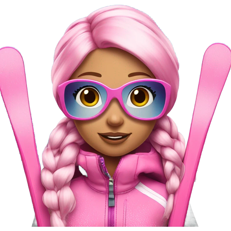Pink haired barbie on skis emoji