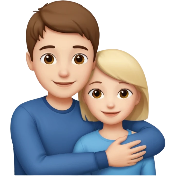 Boy and girl hugging each other in love emoji