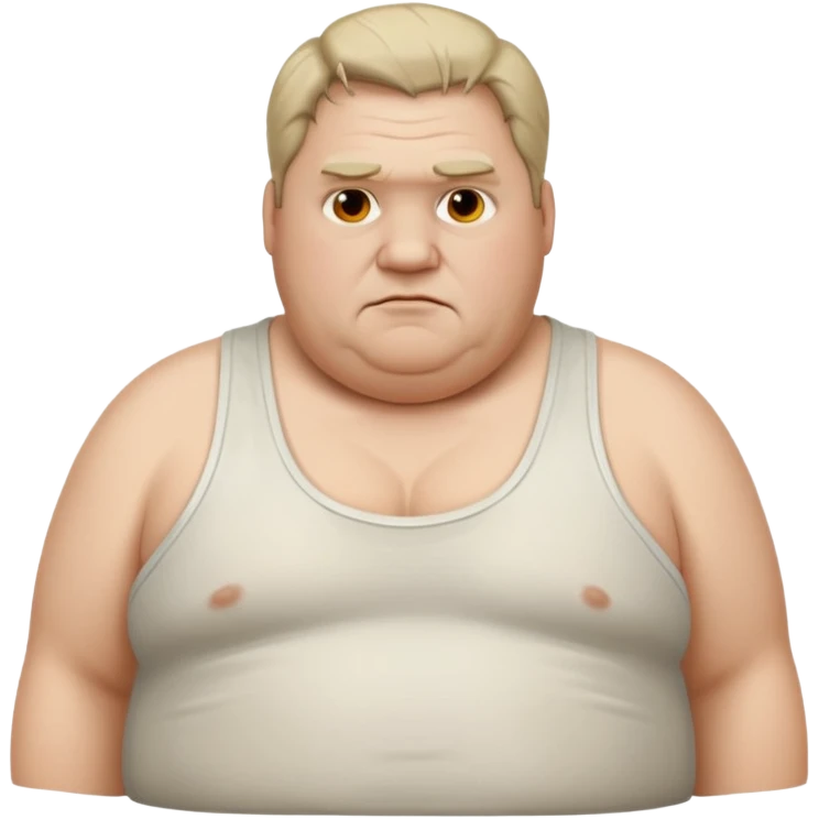 extremely obese middle aged white man in wifebeater with greasy hair and dirty appearance emoji