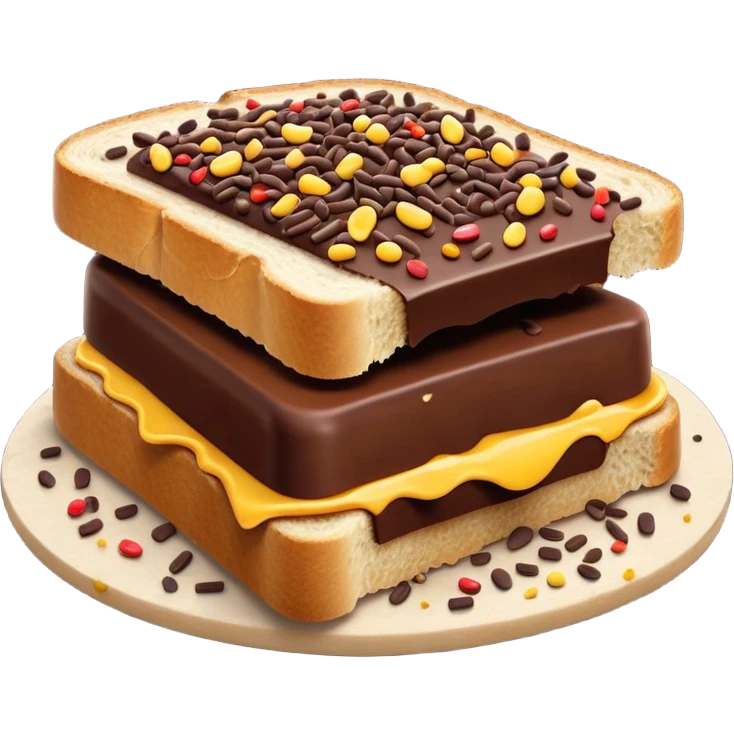 hagelslag-cinematic-realistic-hagelslag-treat-emoji,-depicted-as-crunchy-chocolate-sprinkles-scattered-on-a-slice-of-buttered-bread,-rendered-with-vivid-textures-and-playful,-inviting-lighting. emoji