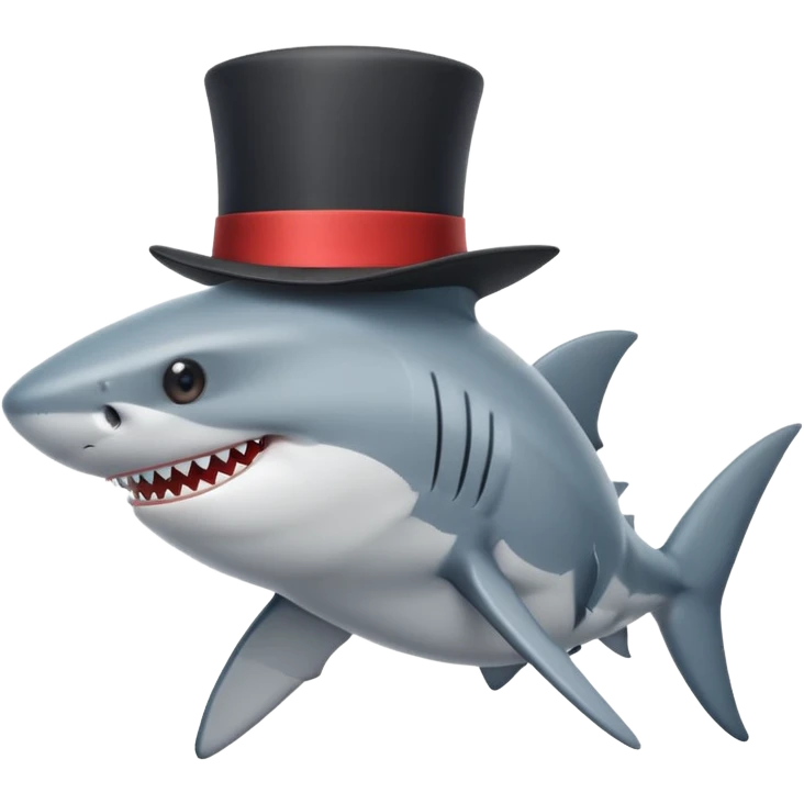 Shark with a top hat emoji
