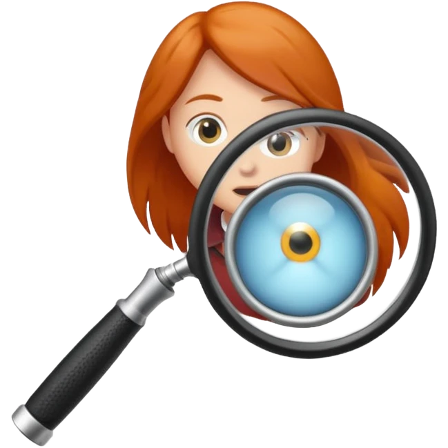 un écureuil debout, l'air concentré, utilisant une loupe pour examiner un objet emoji