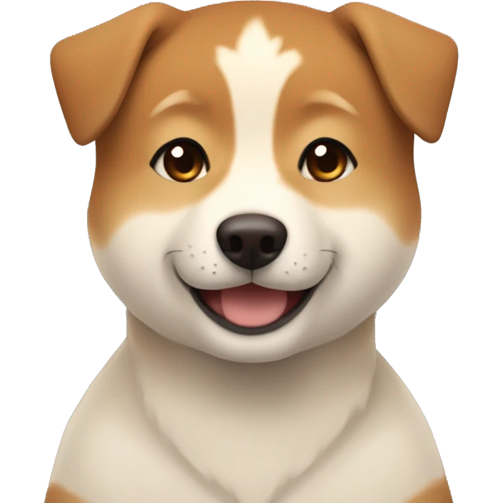  boy with brown hair with brown eyes and wide brows 12 years smiling and hugging dog shiba inu  emoji