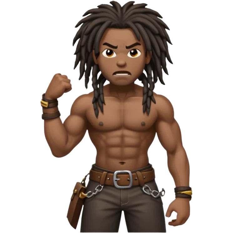 a angry black man with dreads too the side slanging back and forth a belt emoji