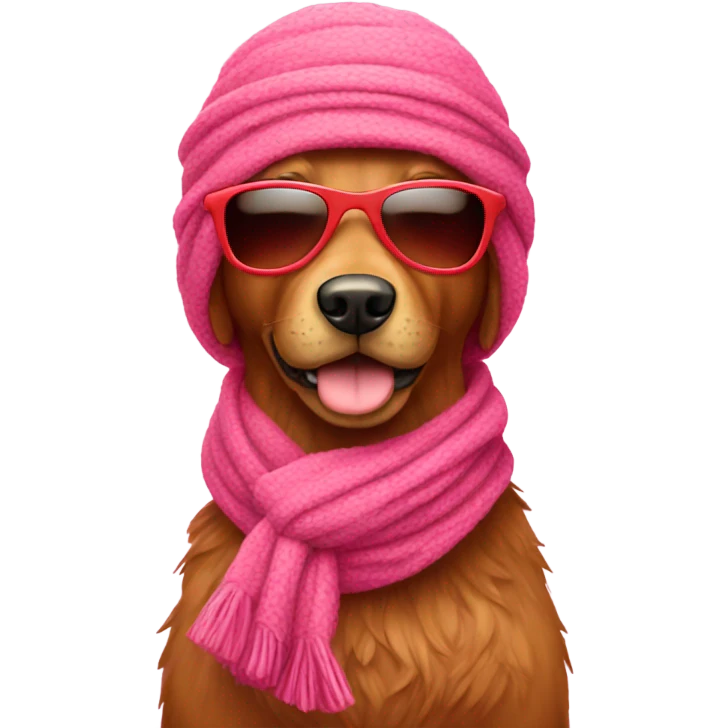 red doodle with a pink scarf and sunglasses  emoji