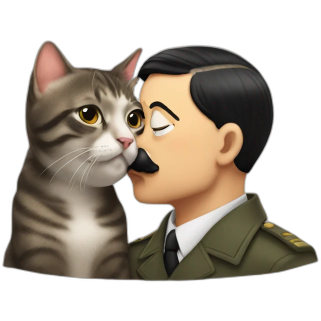 Hitler kissing cat emoji