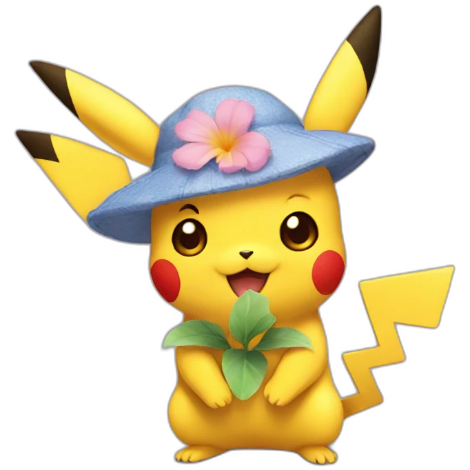 Pikachu with flower emoji