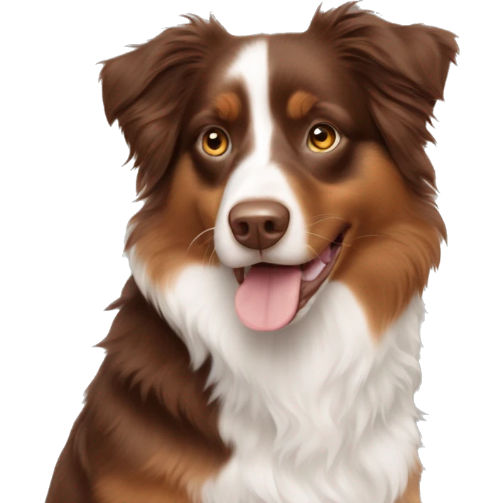 Red tri Australian shepherd half white face half brown face emoji