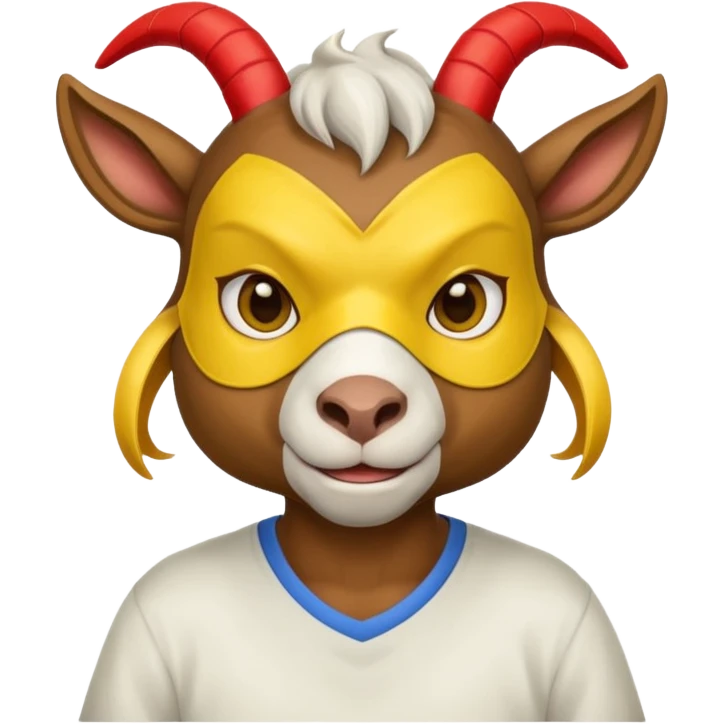 a goat with yellow mask and wearing shirt emoji