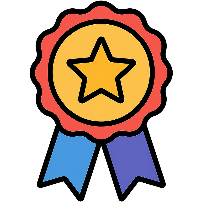 vector icon of a top level with gold and colorful elements, elegant and minimalist flat design, award badge style, 2D flat vector, trending icon look, soft shadows, no text, isolated on white background, perfect for commercial use emoji