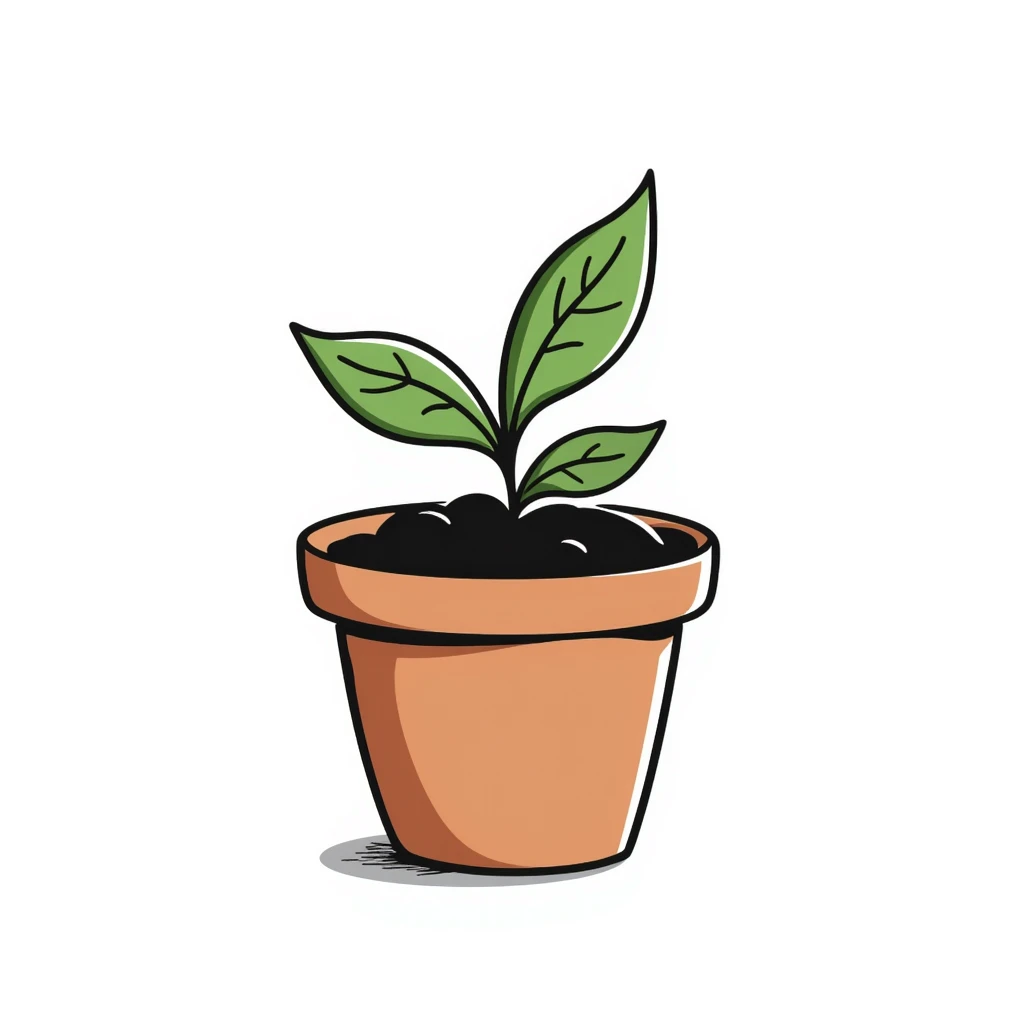 A small green plant in a pot with earth emoji