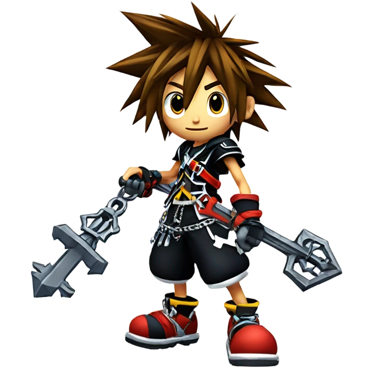 ai generated image of sora from kingdom hearts with his keyblade emoji