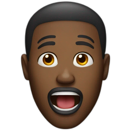Black man with mouth wide open in shock emoji