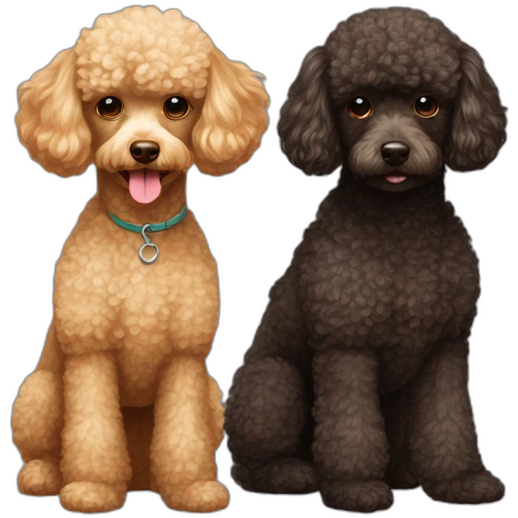 Blonde toy poodle with dark brown toy poodle emoji