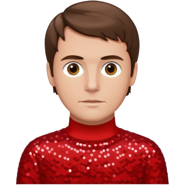 Murray Cook from The Wiggles with brown hair, red sequin skivvy shirt, fair skin emoji