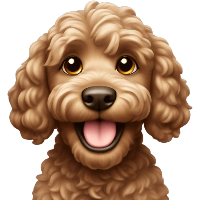 Brown cockapoo with happy face emoji