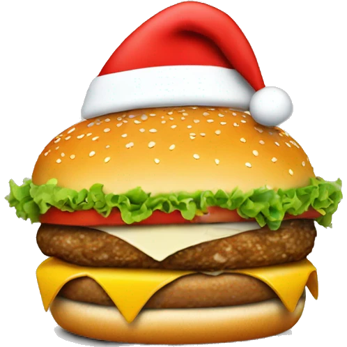 santa hat on a burger emoji
