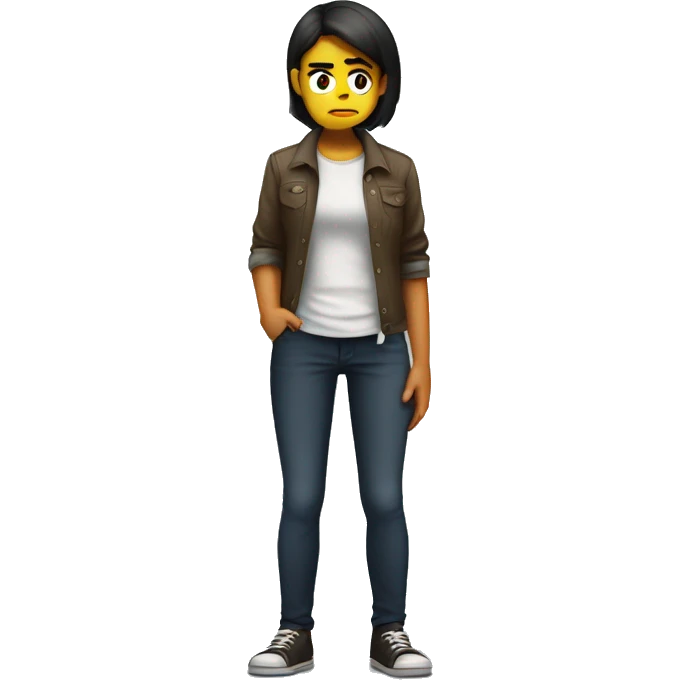 a girl full body angry and argumenting with his bf that looks sad emoji