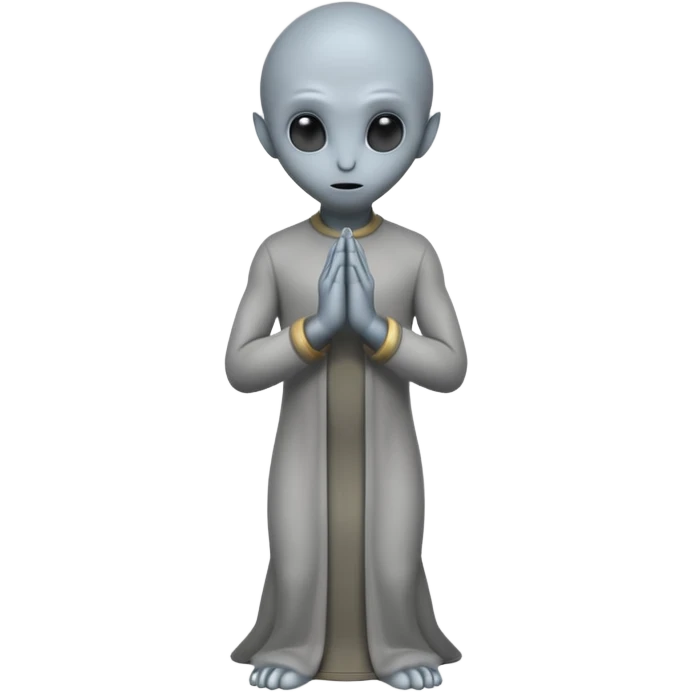 fullbody STANDING AND PRAYING HANDS gray alien FROM BEHIND  BACKVIEW emoji