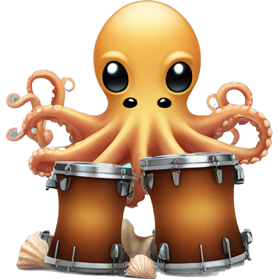 octopus playing drums on seashells  emoji