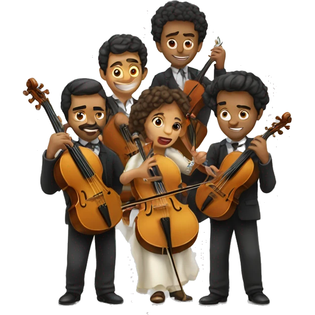 5 spanish dressed people, playing the strings emoji