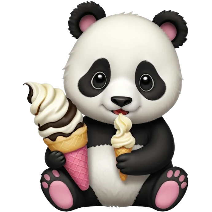 Panda eating ice cream emoji