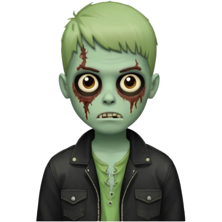 Garoto zumbi com camisa alternativa cabelo castanho quase tijelinha mas não tijelinha emoji