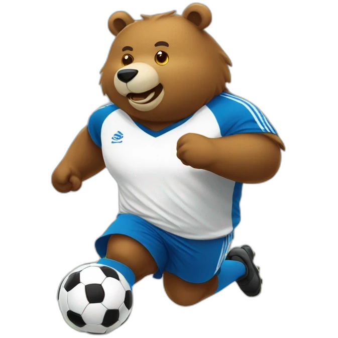 fat bear as soccer palyer running emoji