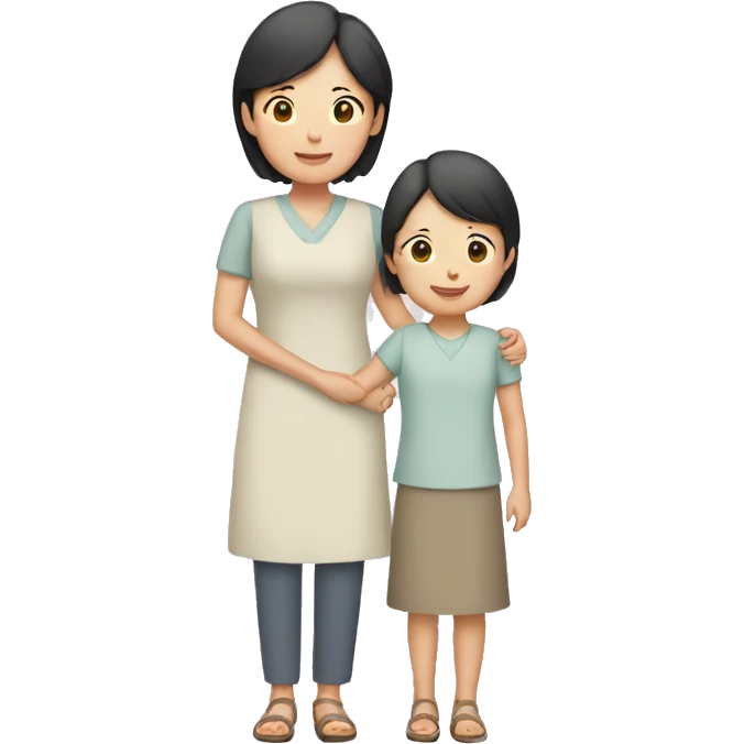 asian mother and daughter holding hands emoji