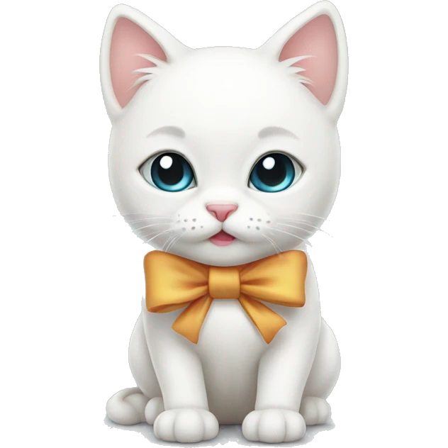 cute white cat with bow emoji