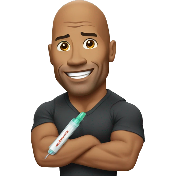 Dwayne Johnson with syringe in his hand emoji