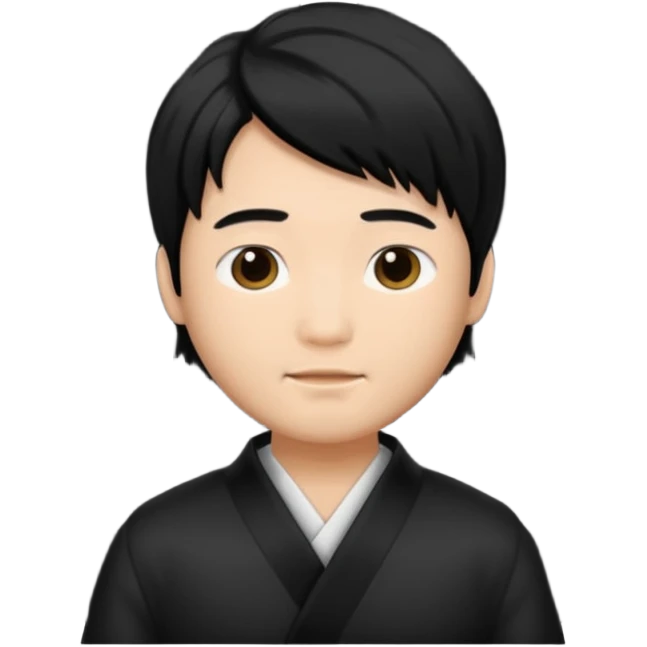 asian man with black curtains hair emoji