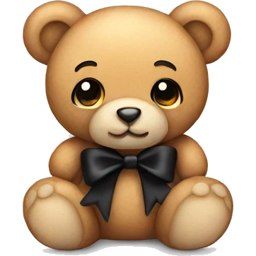 Cute teddy bear with black bow emoji