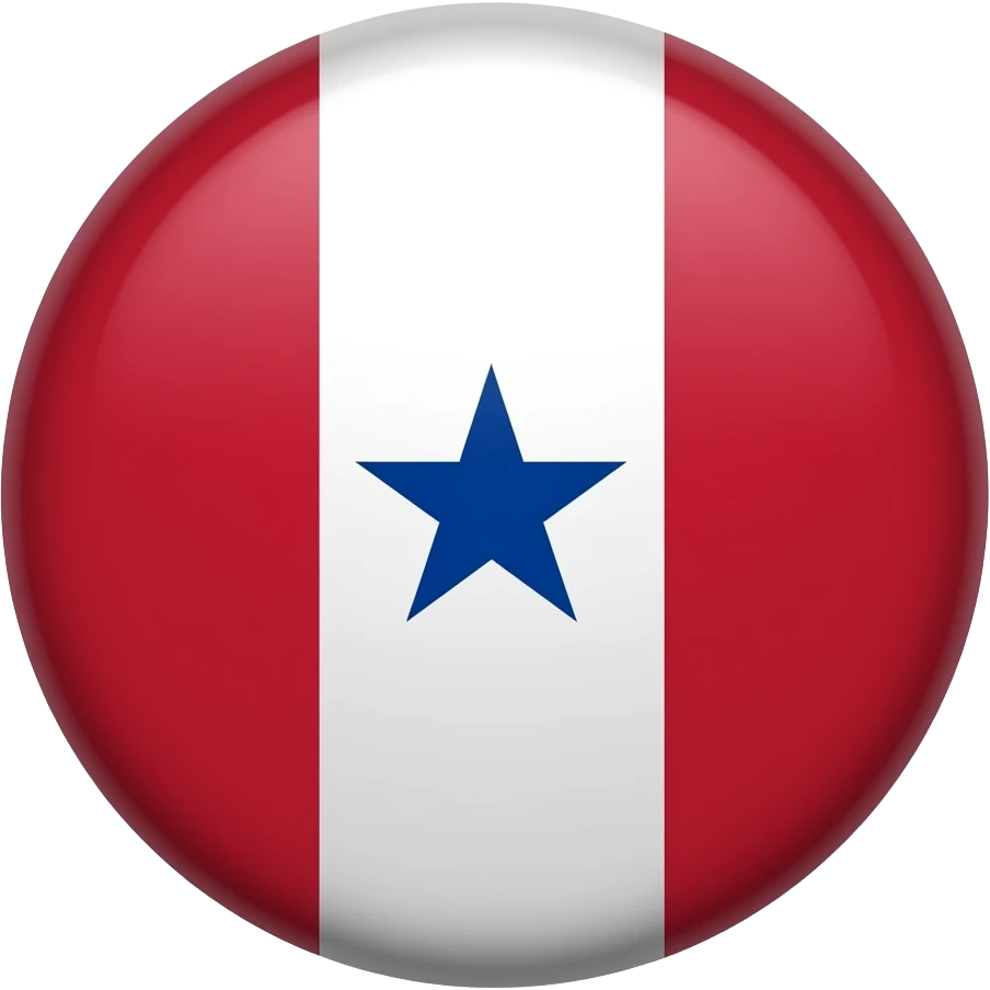 Faça a bandeira do Pará dos lados vermelho e na diagonal uma faixa branca e uma estrela azul no meio da faixa branca emoji