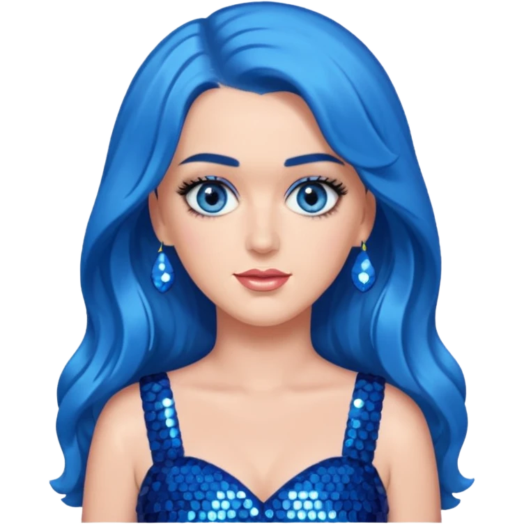 Katy Perry with blue eyes, blue long hair emoji