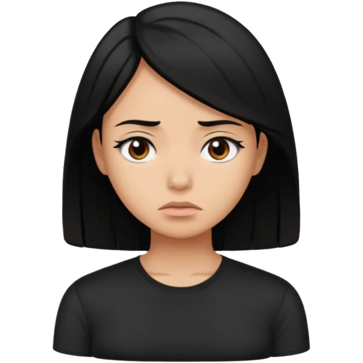 Mujer cabello negro trigueña triste  emoji