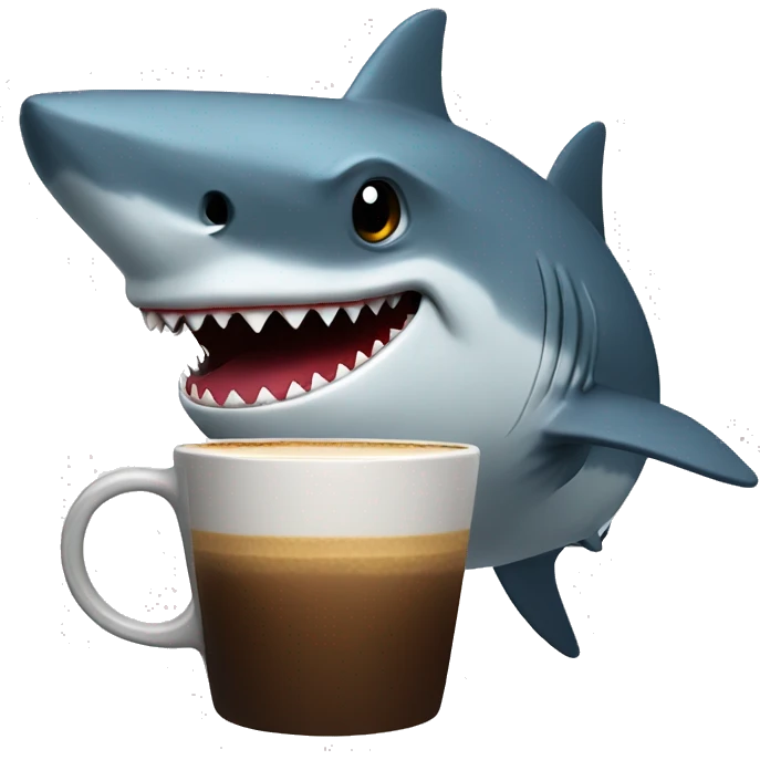 Shark drinking coffee emoji