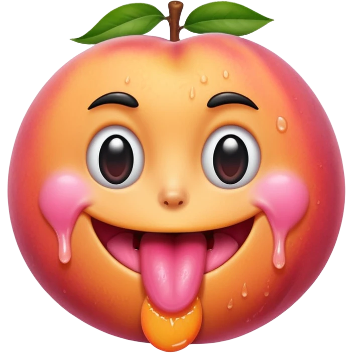 Peach sitting on licking tongue emoji
