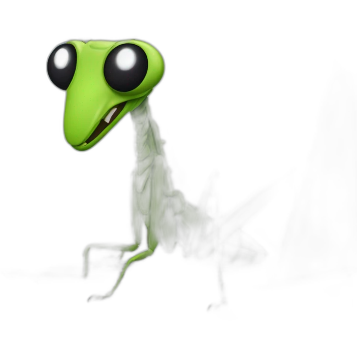Mantis using laptop computer emoji