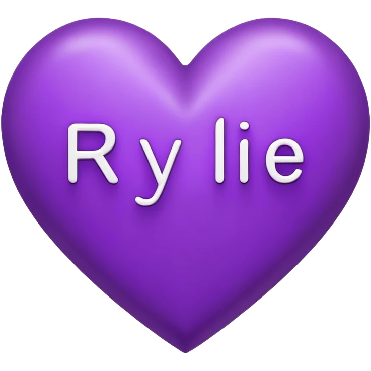 Purple heart with the letters Rylie in the middle  emoji