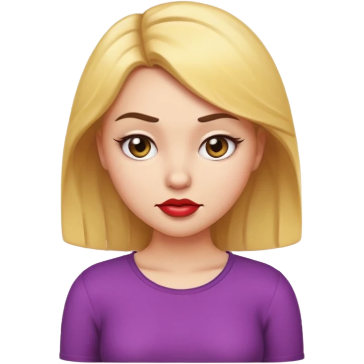 cartoon emoji of a sassy girl giving a dramatic petty look, head tilted, eyes squinting with attitude, lips in a playful smirk, one eyebrow raised, hand on hip, expressive and fun, iOS style emoji