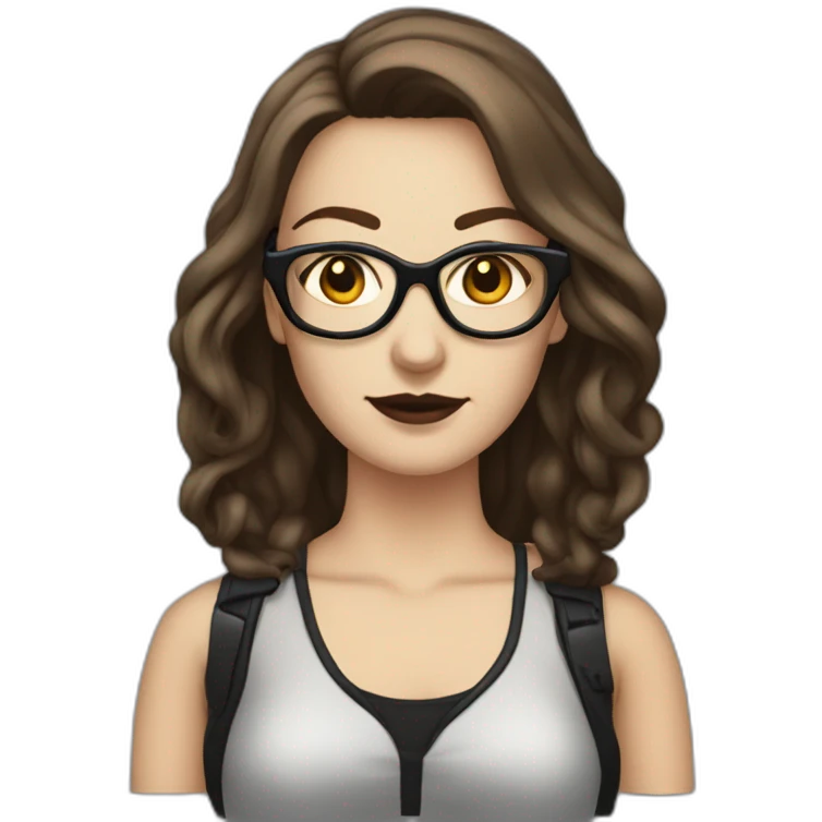 Caucasian-Mum-woman-goth-brown-hair-standing-wearing-glasses emoji