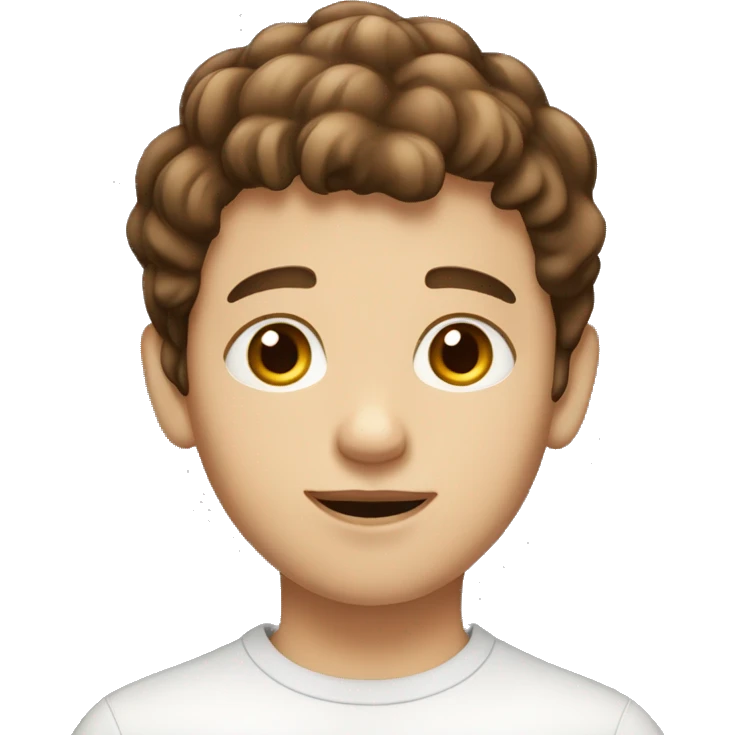 Young Boy with brown hair and brown eyes and white skin wearing a birthday hat emoji