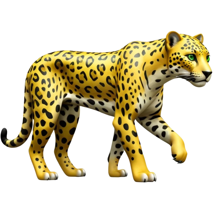 cinematic-jaguar-realistic-full-body-standing on all fours-emoji,-sleek-powerful-frame-poised-for-action,-yellow-fur-adorned-with-bold-black-rosettes,-head-tilted-dramatically,-piercing-green-eyes-locked-onto-its-prey,-simplified-yet-realistic-focused-features,-highly-detailed,-glowing-with-an-almost-sarcastic-glow emoji
